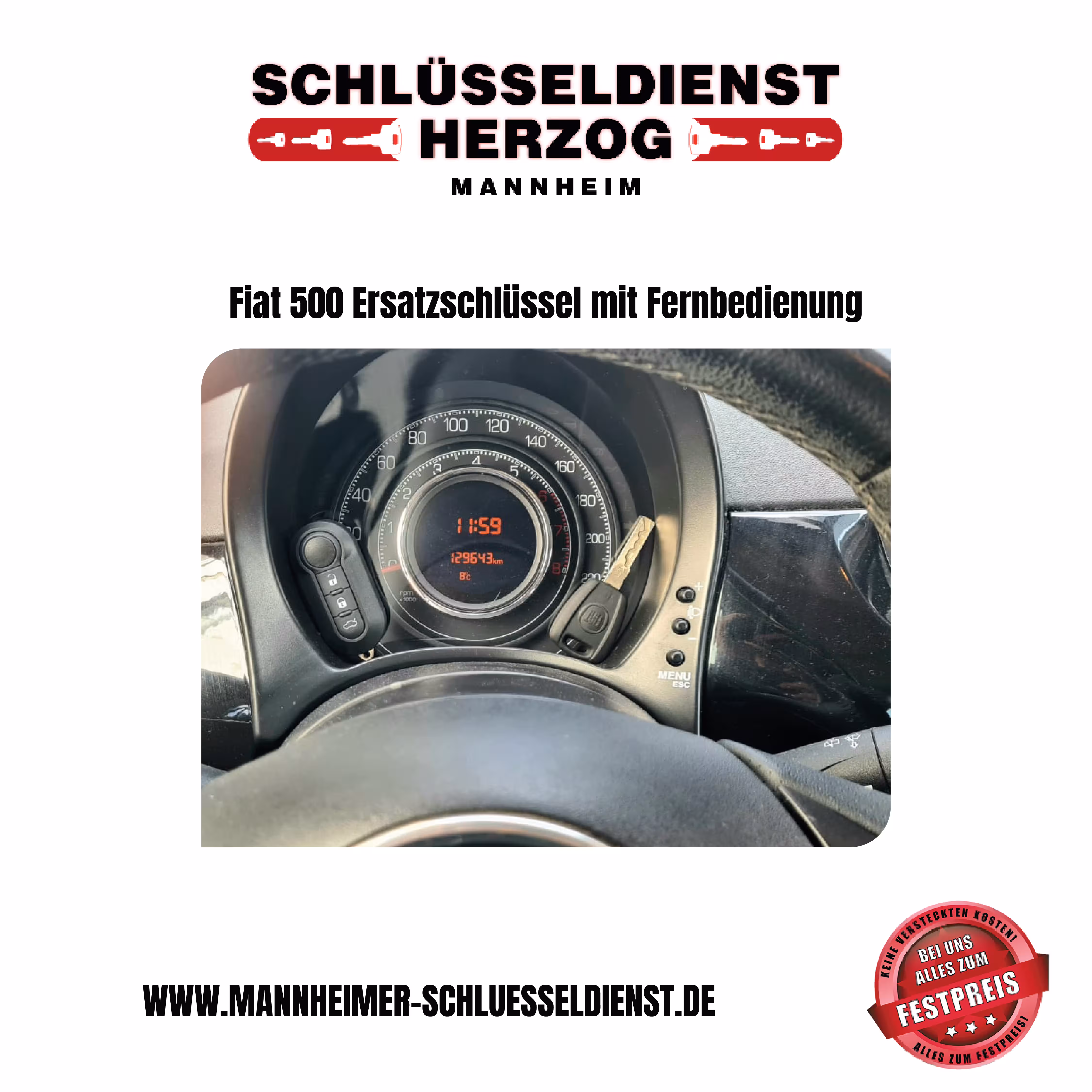 Fiat 500 Ersatzschlüssel mit Fernbedienung